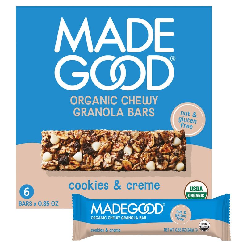 MadeGood Cookies &amp; Creme Organic Chewy Granola Bars, 0.85 oz, 6 count