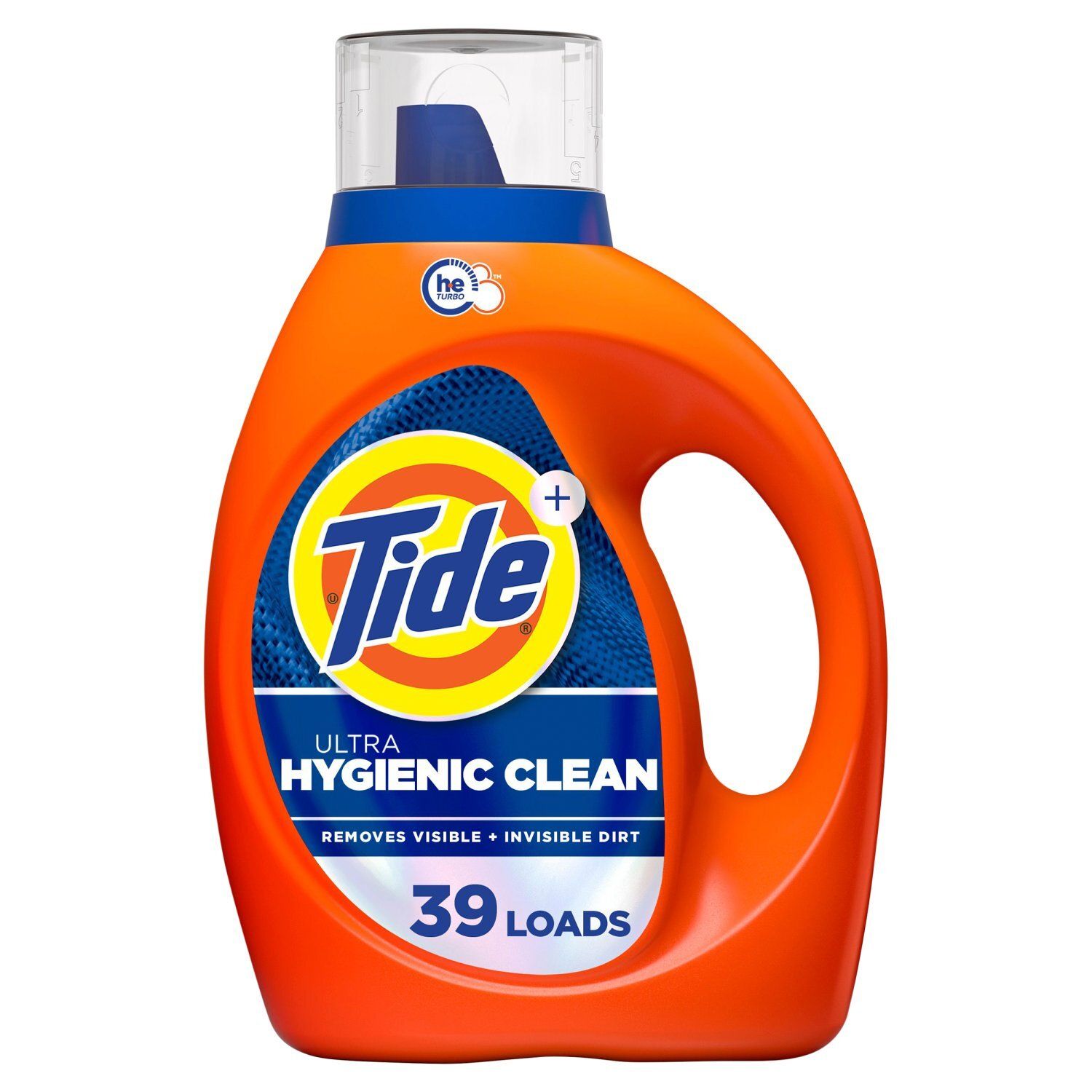 Tide+ Ultra Hygienic Clean Liquid Laundry Detergent, Original Scent, 55 fl oz, 39 Loads