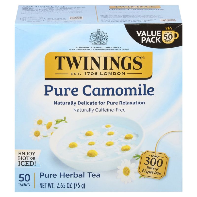 Twinings Pure Camomile Herbal Tea Bags Value Pack, 50 count 2.65 oz