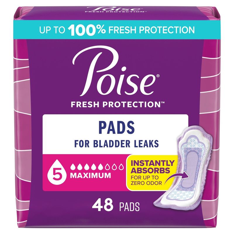Poise Fresh Protection Maximum Pads, 48 count