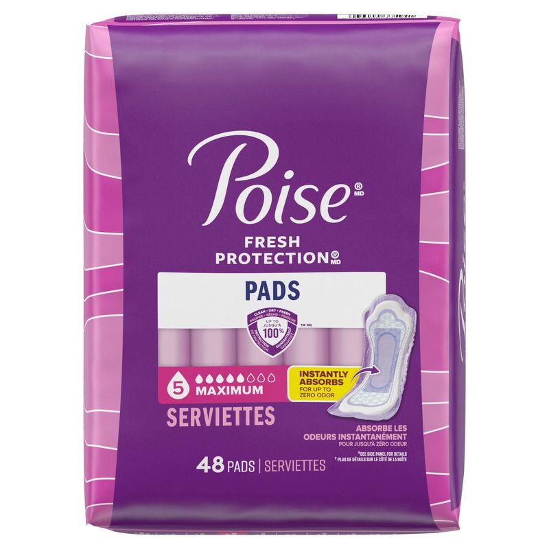 Poise Fresh Protection Maximum Pads, 48 count