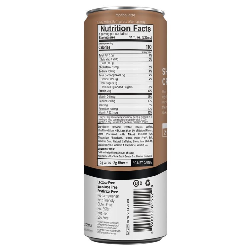 Slate Mocha Latte High Protein Iced Coffe, 11 fl oz