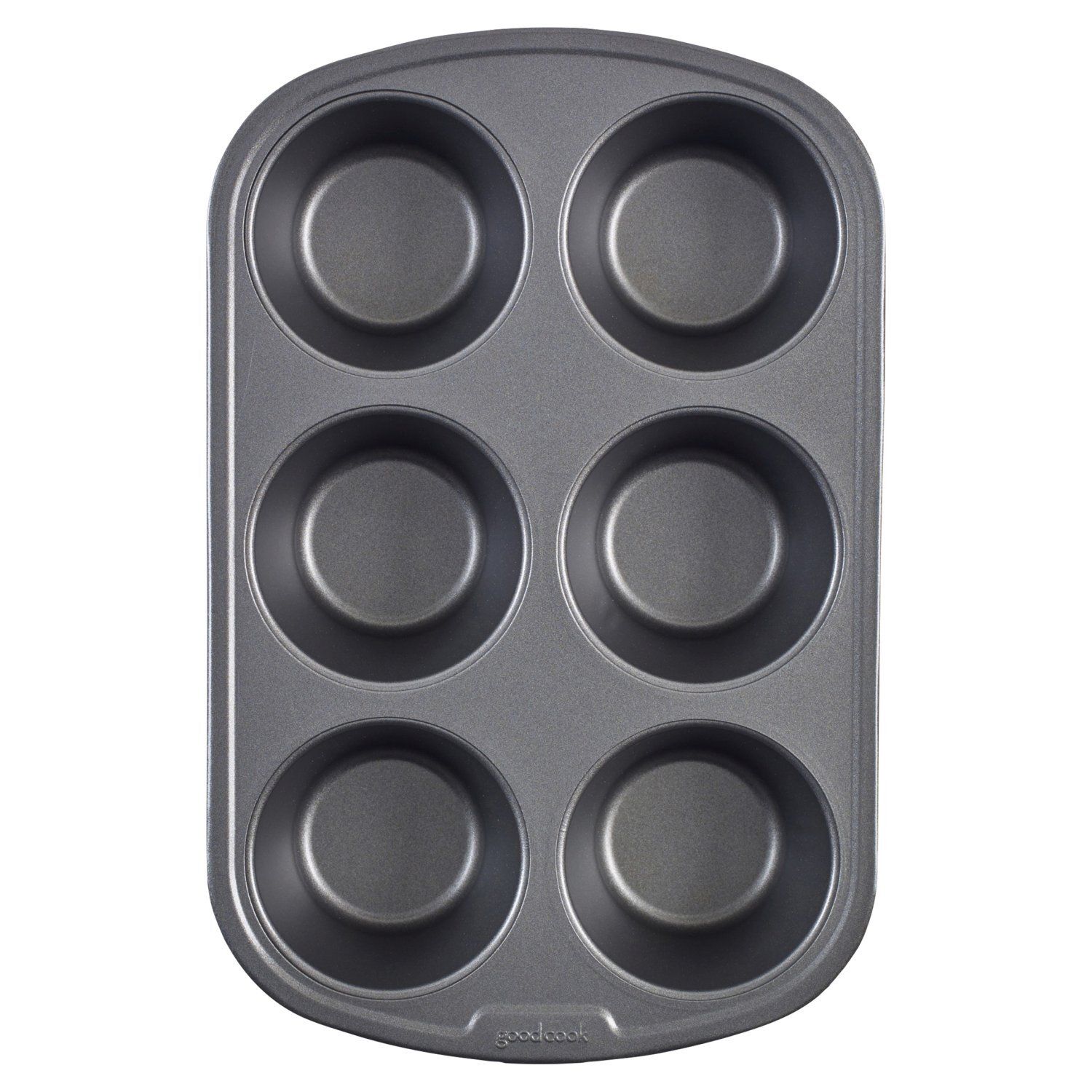 GoodCook Dishwasher Safe Nonstick Steel 6-Cup Jumbo Texas Muffin Pan, Gray