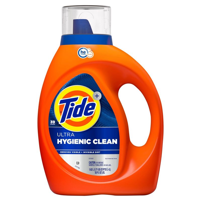 Tide+ Ultra Hygienic Clean Liquid Laundry Detergent, Original Scent, 55 fl oz, 39 Loads
