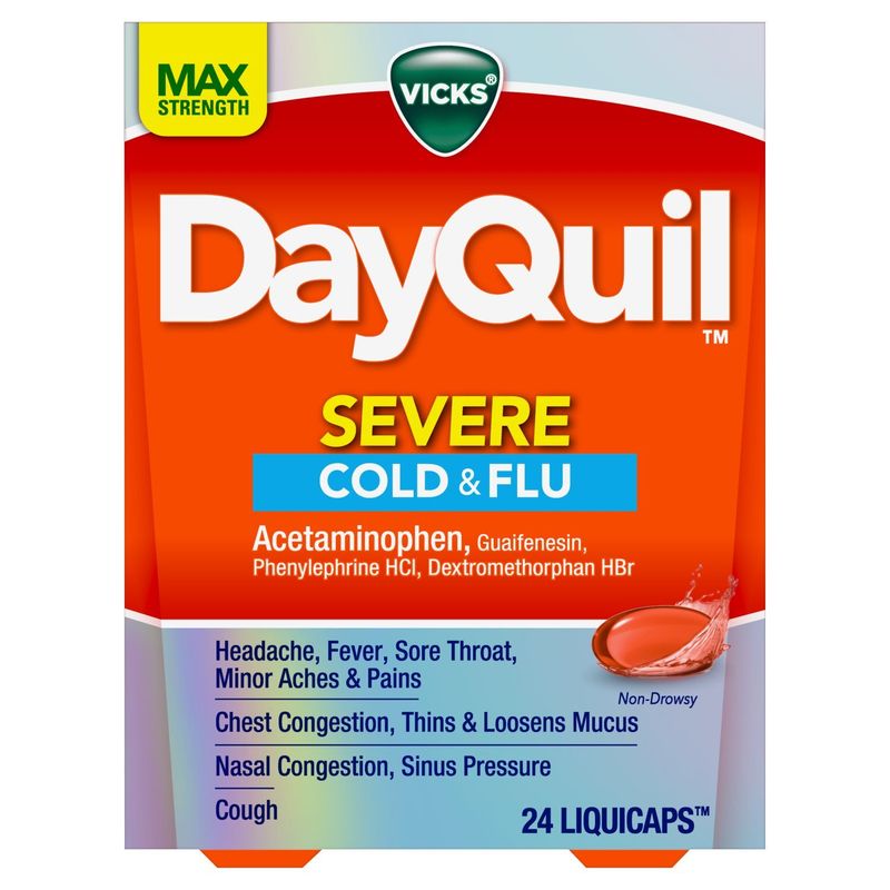 Vicks DayQuil SEVERE Cold &amp; Flu Over-the-Counter Medicine, Powerful Non-Drowsy Daytime Relief for H
