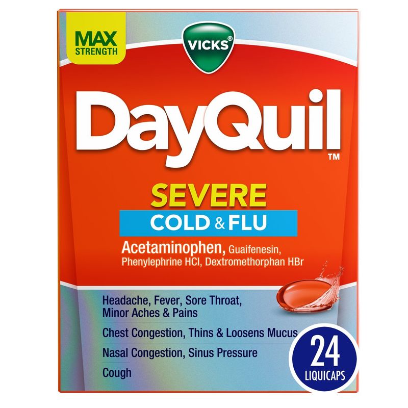 Vicks DayQuil SEVERE Cold &amp; Flu Over-the-Counter Medicine, Powerful Non-Drowsy Daytime Relief for H