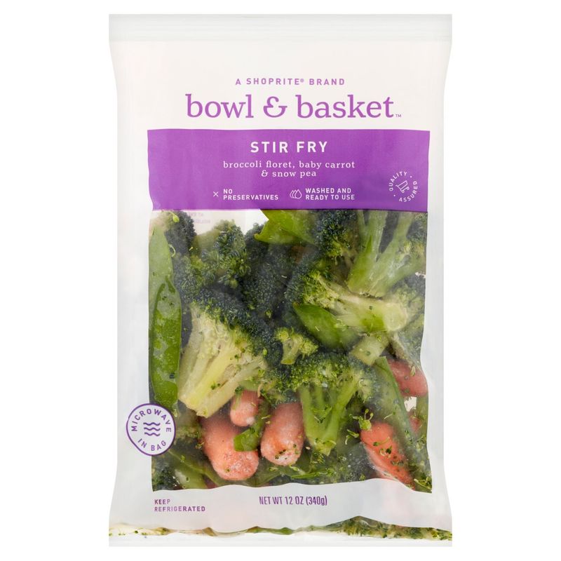 Bowl &amp; Basket Stir Fry Broccoli Floret, Baby Carrot &amp; Snow Pea, 12 oz bag
