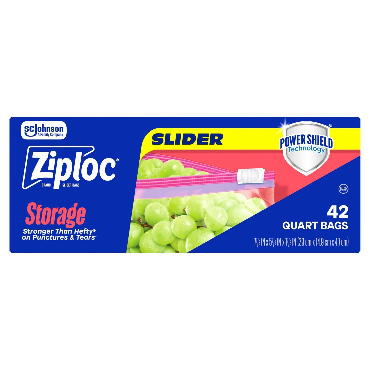 Ziploc Brand Storage Quart Slider Bags, 42 count
