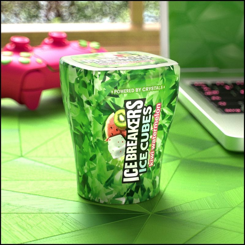 Ice Breakers Ice Cubes Kiwi Watermelon Sugar Free Gum, 40 count