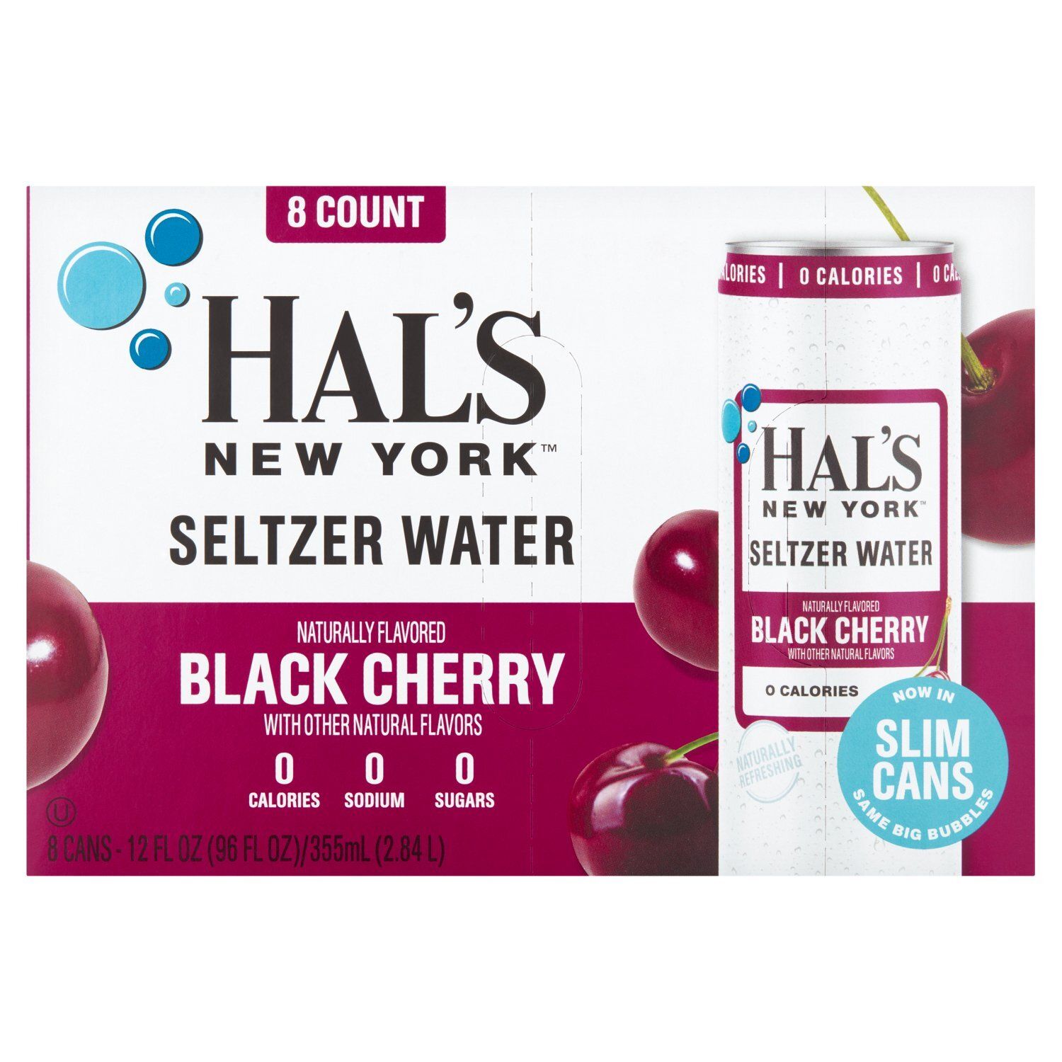 Hal's New York Black Cherry Seltzer Water, 12 fl oz, 8 count