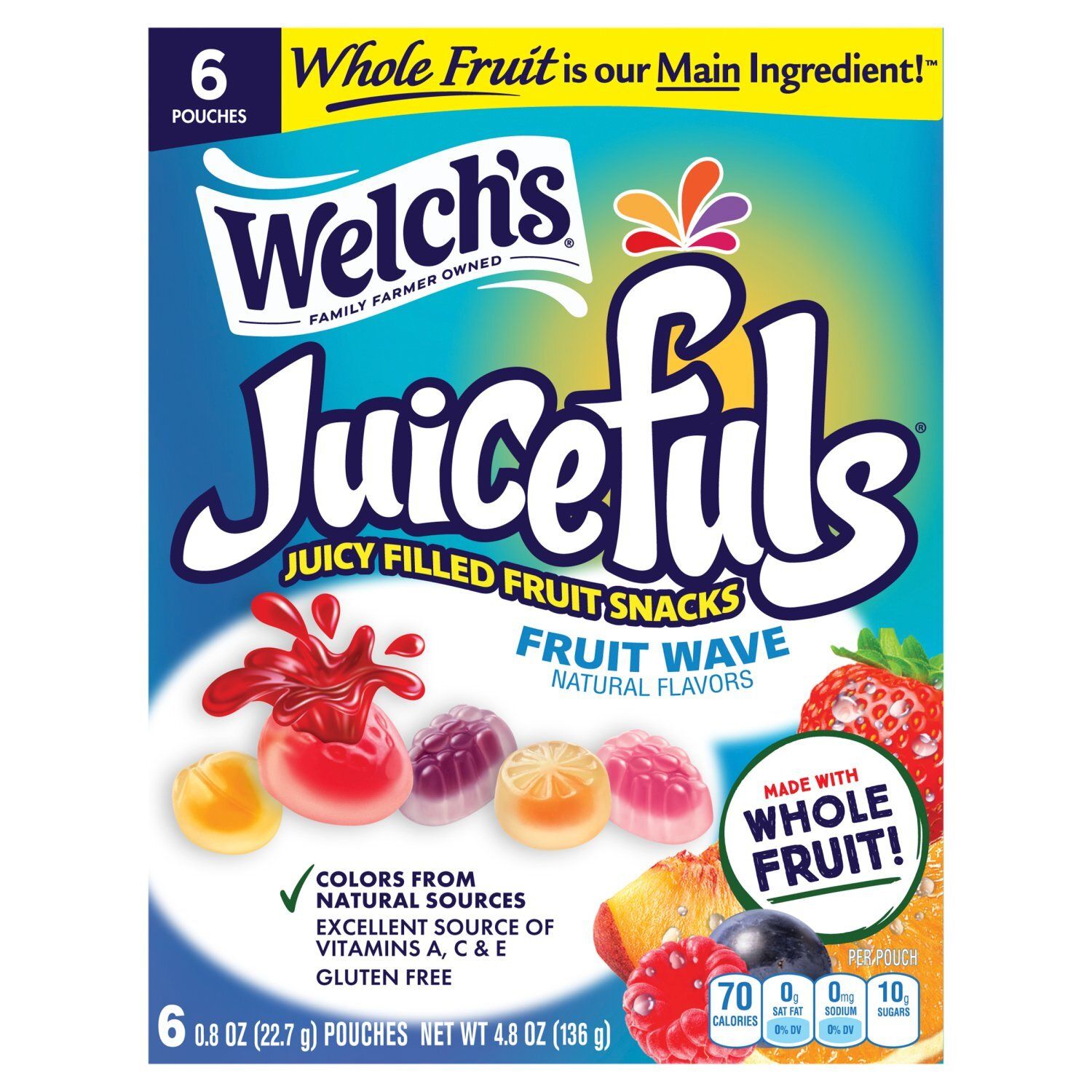 Welch's Juicefuls Fruit Wave Juicy Filled Fruit Snacks, 0.8 oz, 6 count