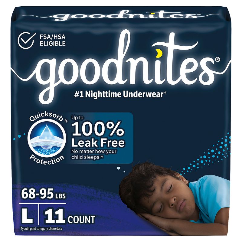 Goodnites Boys Nighttime Underwear, Sizes 10-12, L, 68-95 lbs, 11 count