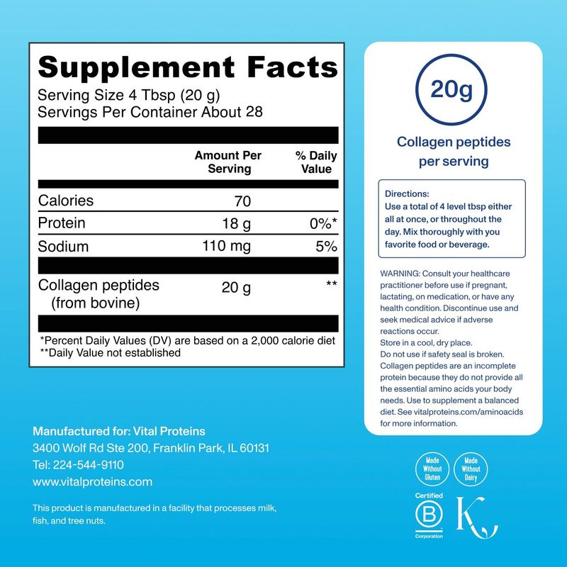 Vital Proteins Collagen Peptides Unflavored Dietary Supplement, 10 oz