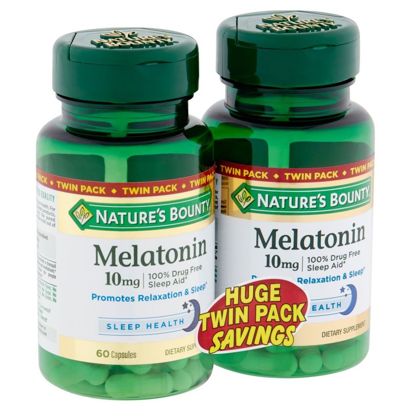 Nature's Bounty Melatonin Capsules Twin Pack, 10mg, 60 count, 2 pack