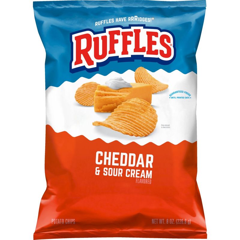Ruffles Potato Chips Cheddar &amp; Sour Cream Flavored 8 Oz