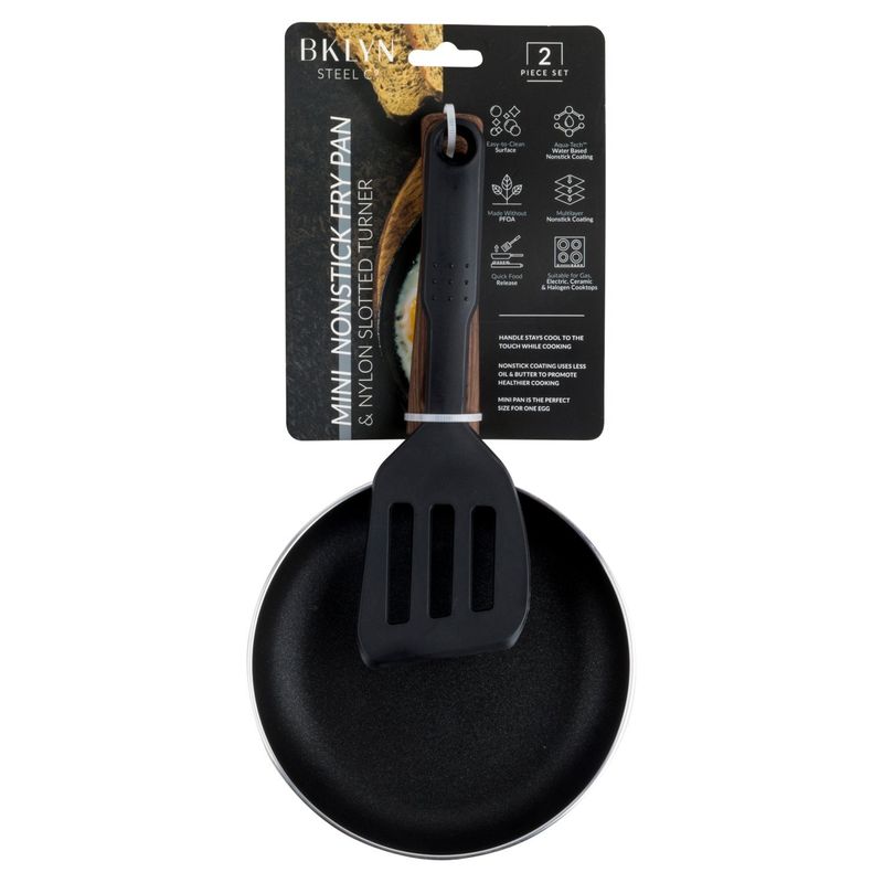 Bklyn Steel Co Mini Nonstick Fry Pan &amp; Nylon Slotted Turner, 2 Count