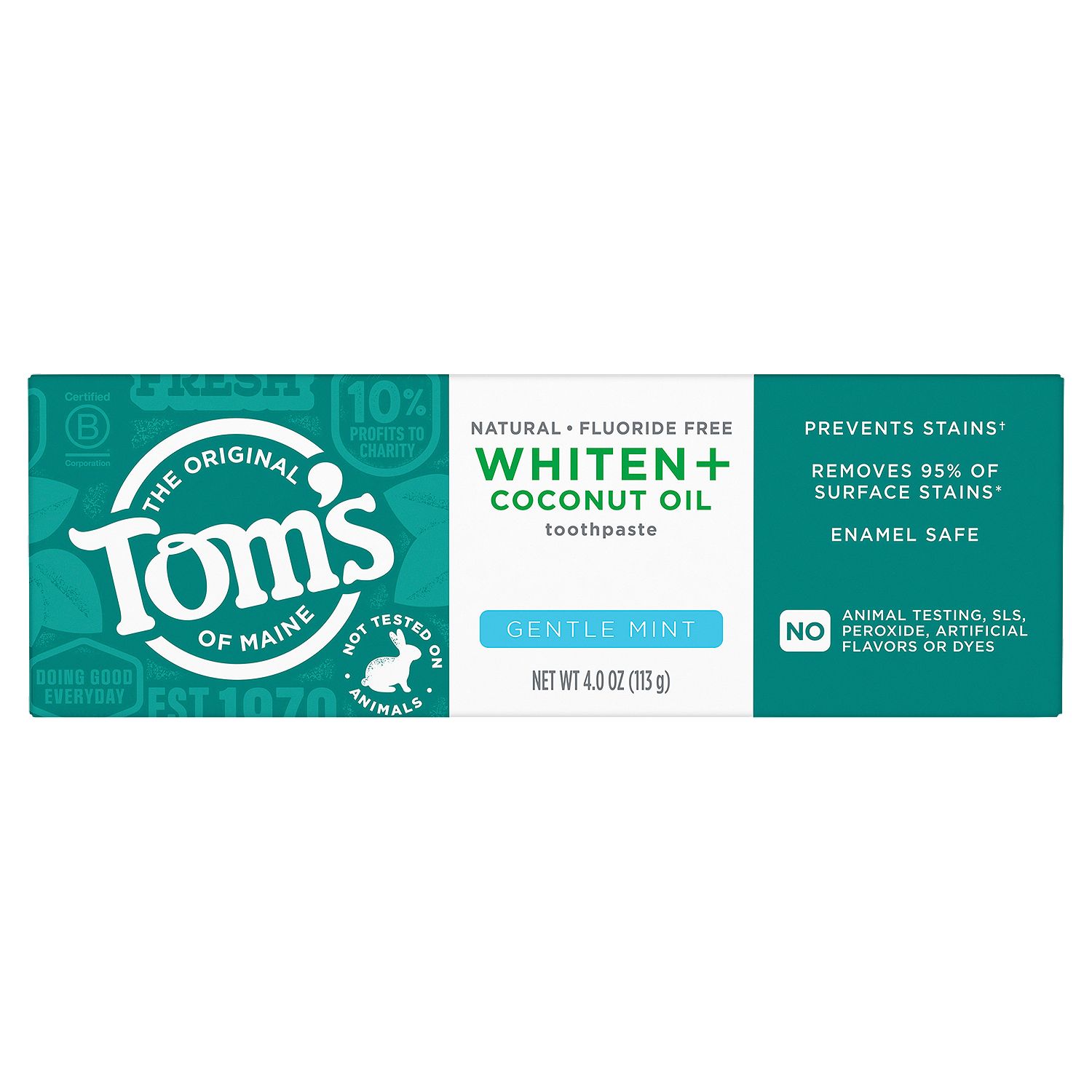 Tom's of Maine The Original Whiten + Coconut Oil Gentle Mint Toothpaste, 4.0 oz