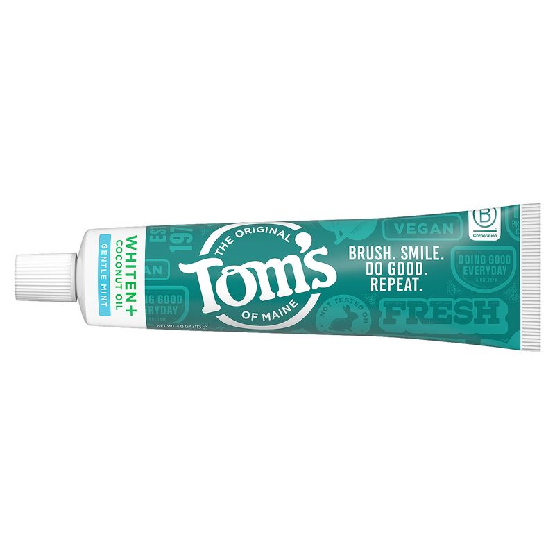 Tom's of Maine The Original Whiten + Coconut Oil Gentle Mint Toothpaste, 4.0 oz