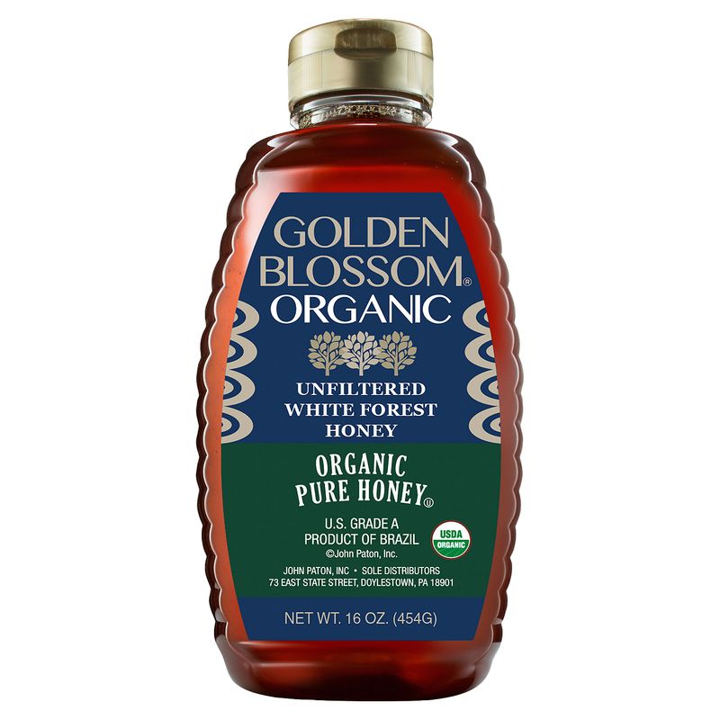 Golden Blossom Organic Unfiltered White Forest Pure Honey, 16 oz
