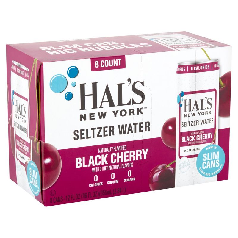 Hal's New York Black Cherry Seltzer Water, 12 fl oz, 8 count
