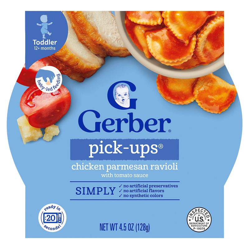 Gerber Pick-Ups Chicken Parmesan Ravioli with Tomato Sauce Baby Food, Toddler 12+ months, 4.5 oz