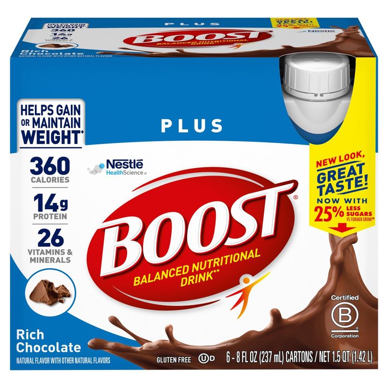 Nestlé Health Science Boost Plus Rich Chocolate Balanced Nutritional Drink, 8 fl oz, 6 count