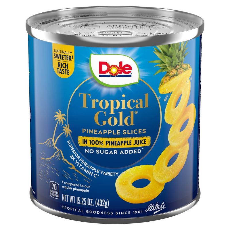 Dole Tropical Gold Pineapple Slices in 100% Pineapple Juice, 15.25 oz