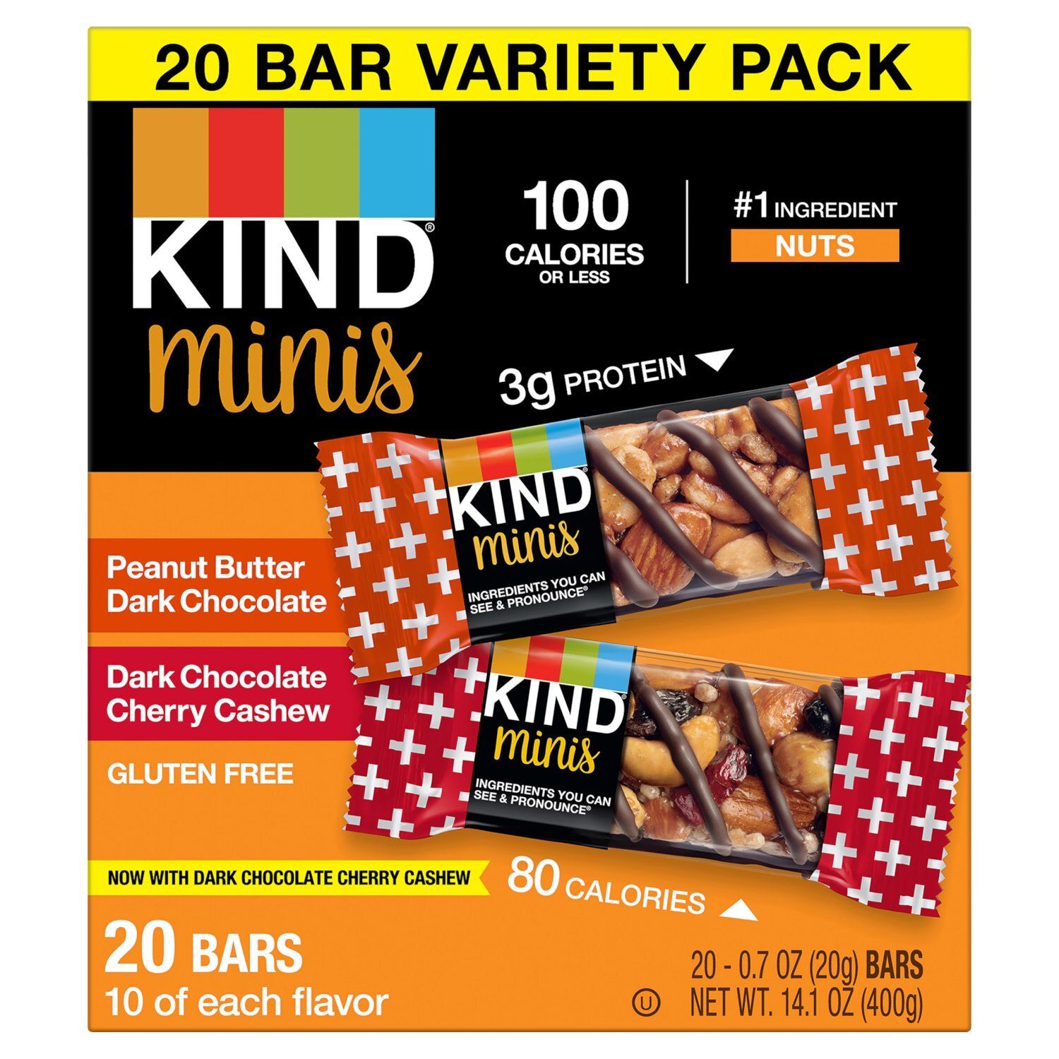 Kind Minis Bars Variety Pack, 0.7 oz, 20 counts