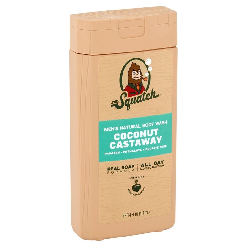 Dr. Squatch Coconut Castaway Men's Natural Body Wash, 14 fl oz