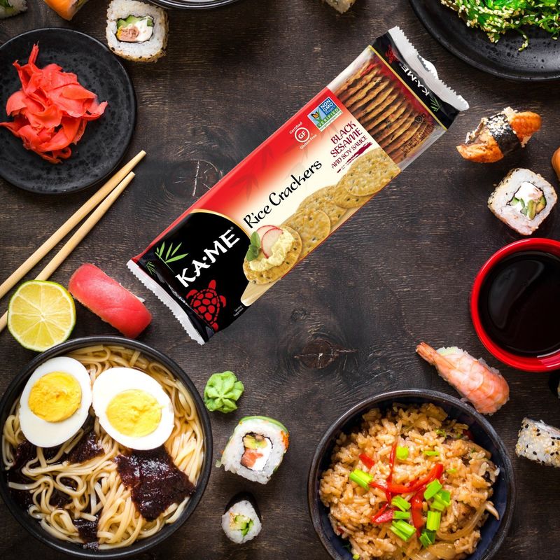 Ka-Me Black Sesame and Soy Sauce Rice Crackers, 3.5 oz