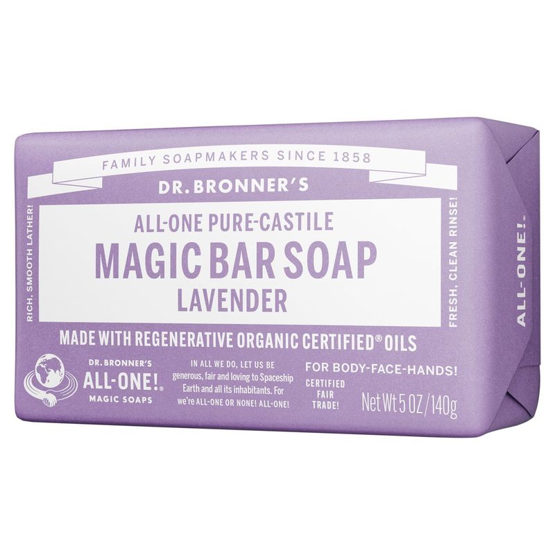 Dr. Bronner's Lavender All-One Pure-Castile Magic Bar Soap, 5oz