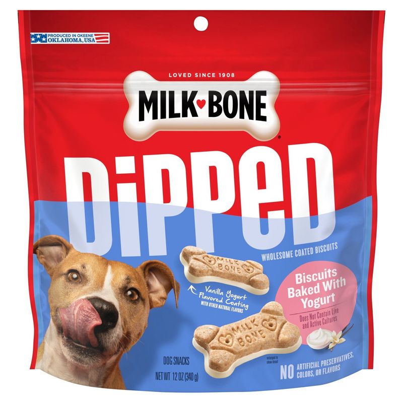 Milk-Bone Dipped Wholesome Coated Biscuits Baked with Yogurt Dog Snacks, 12 oz