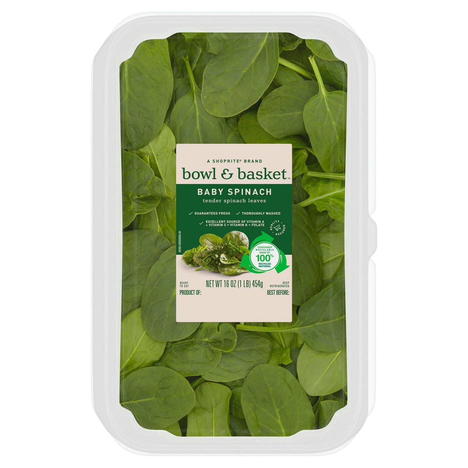 Bowl &amp; Basket Baby Spinach, 1 lb