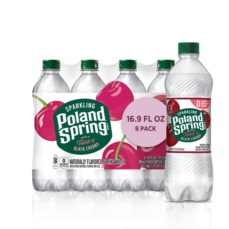 Poland Spring Sparkling Water, Black Cherry, 16.9 oz. Bottles (8 Count)