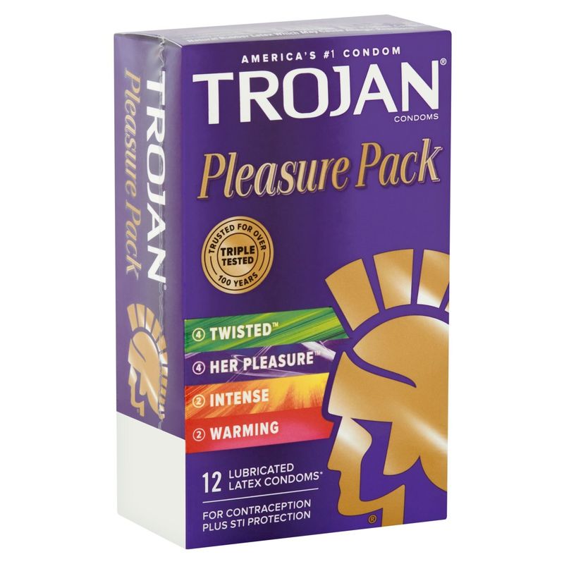 Trojan Lubricated Latex Condoms Pleasure Pack, 12 count
