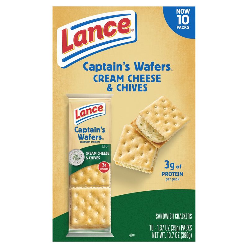 Lance Captain's Wafers Cream Cheese &amp; Chives Sandwich Crackers, 1.37 oz, 10 count