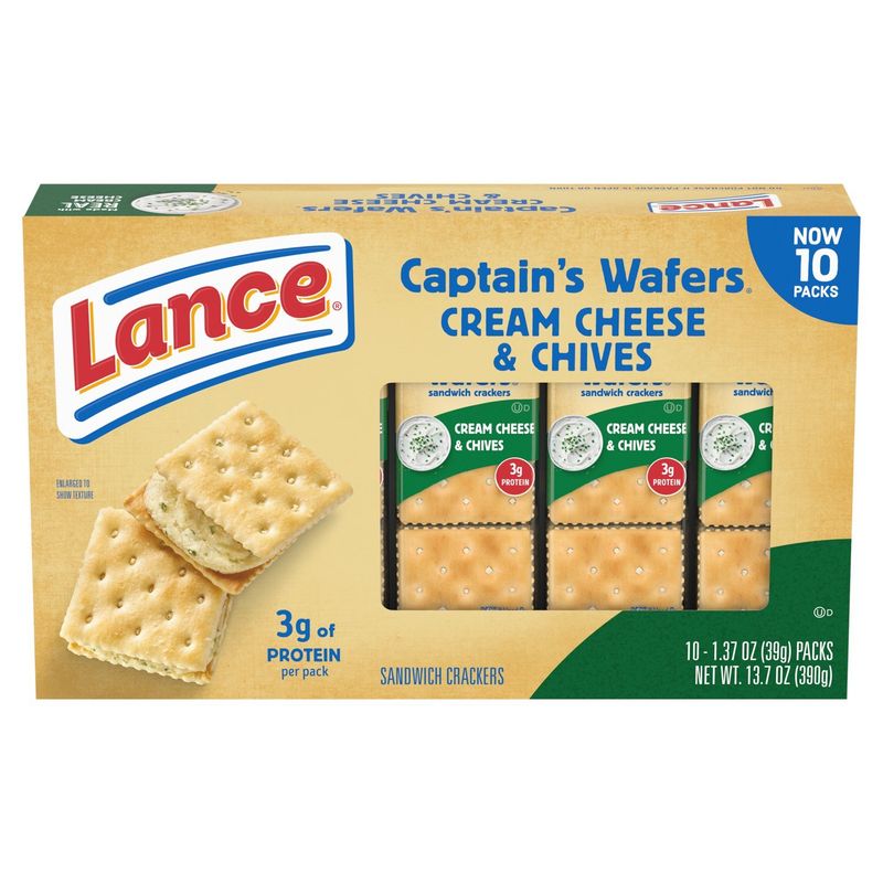 Lance Captain's Wafers Cream Cheese &amp; Chives Sandwich Crackers, 1.37 oz, 10 count