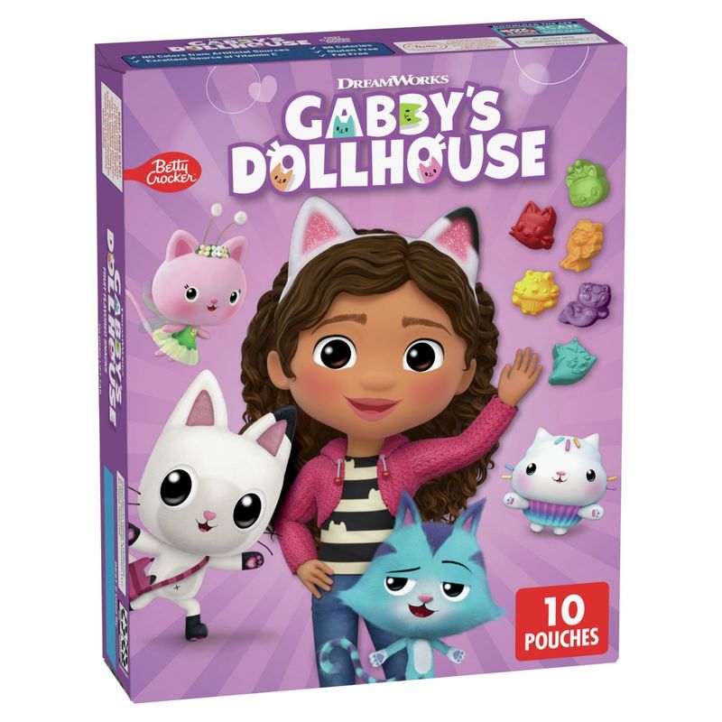 Betty Crocker DreamWorks Gabby's Dollhouse Assorted Fruit Flavored Snacks, 0.8 oz, 10 count
