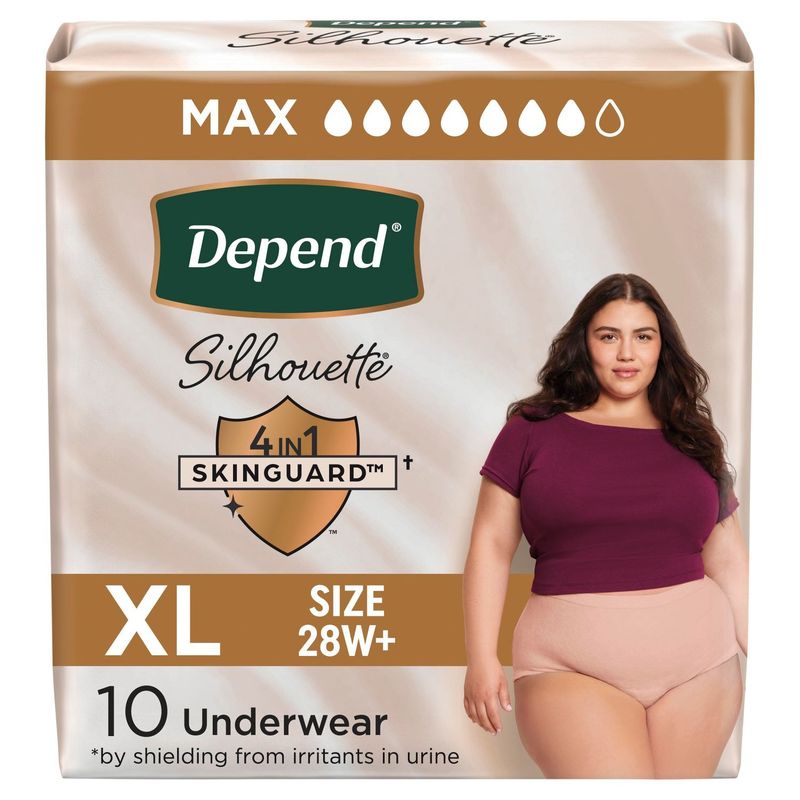 Depend Silhouette Maximum Underwear, XL, 10 count