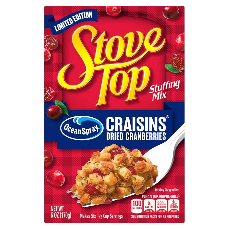 Ocean Spray Craisins Dried Cranberries Stove Top Stuffing Mix Limited Edition, 6 oz