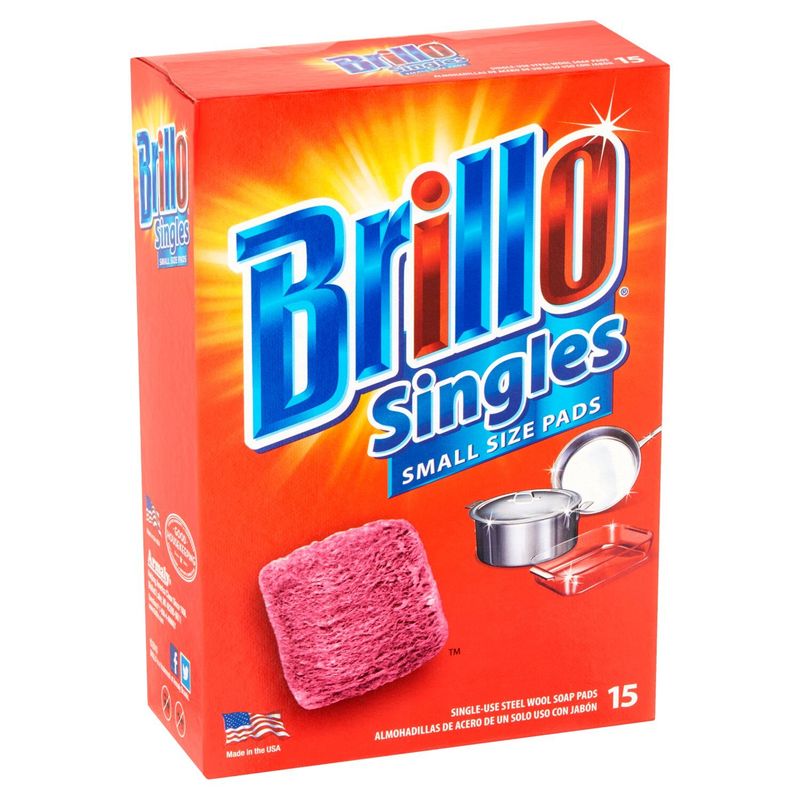Brillo Singles Small Size Steel Wool Soap Pads, 15 count