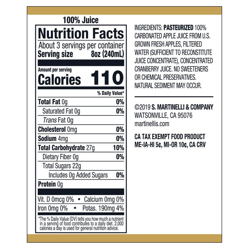 Martinelli's Gold Medal Sparkling Apple-Cranberry Juice, 25.4 fl oz
