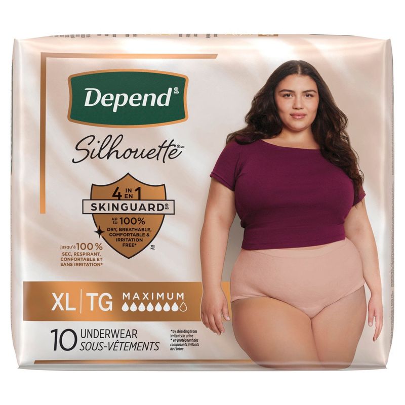Depend Silhouette Maximum Underwear, XL, 10 count