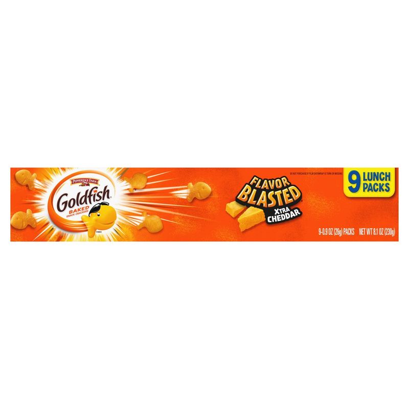 Pepperidge Farm Goldfish Flavor Blasted Xtra Cheddar Baked Snack Crackers, 0.9 oz, 9 count