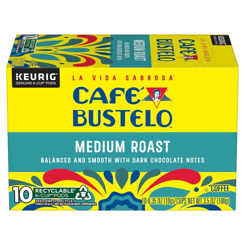 Café Bustelo Medium Roast Coffee K-Cup Pods, 0.35 oz, 10 count