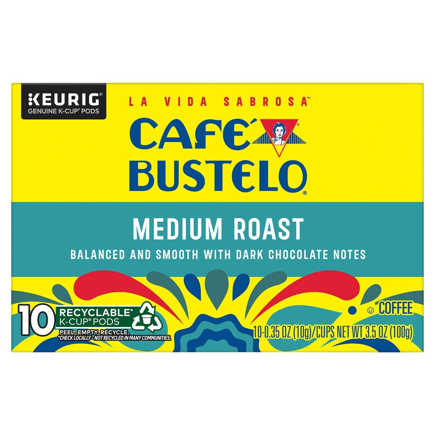Café Bustelo Medium Roast Coffee K-Cup Pods, 0.35 oz, 10 count