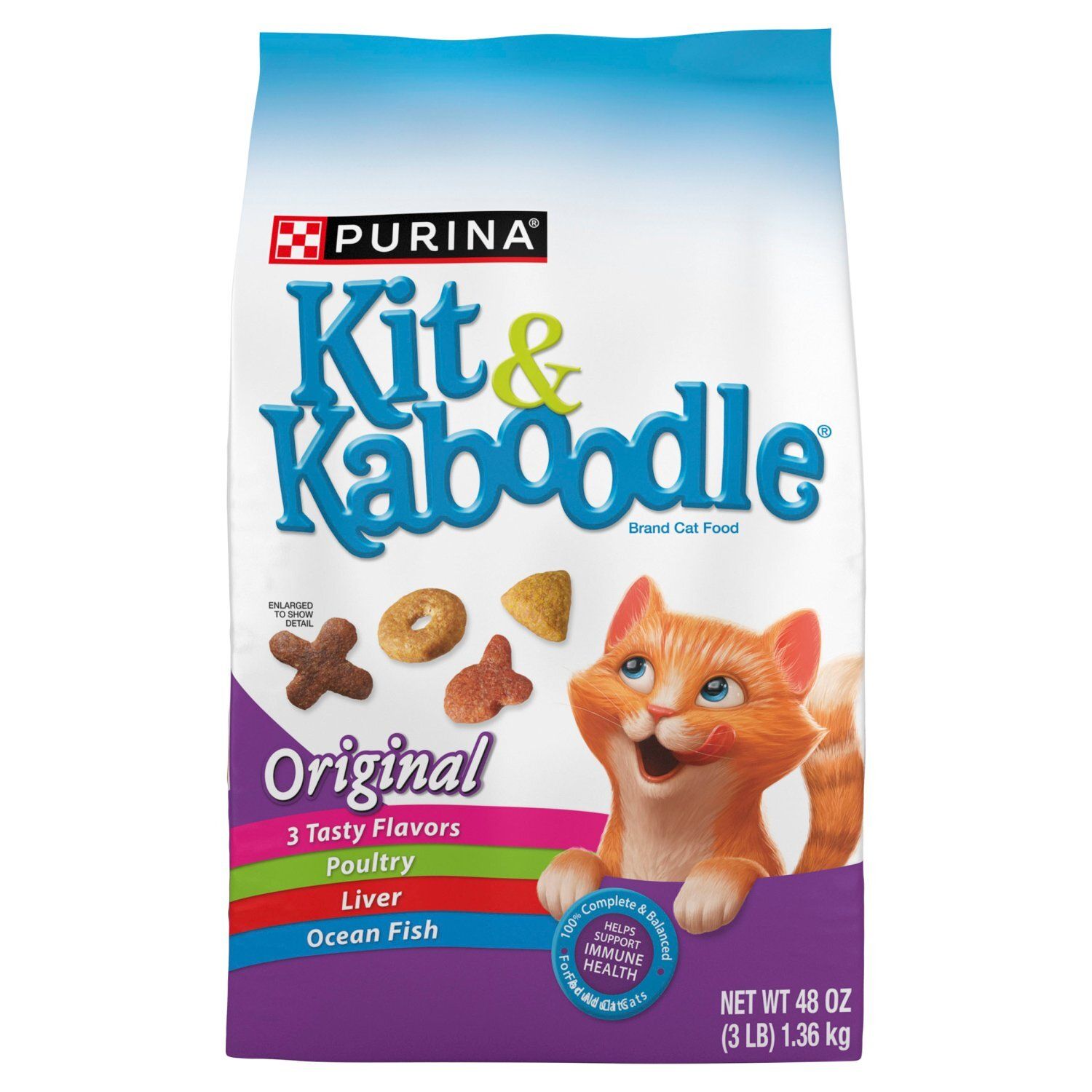 Purina Kit &amp; Kaboodle Original Poultry, Liver and Ocean Fish Cat Food, 48 oz