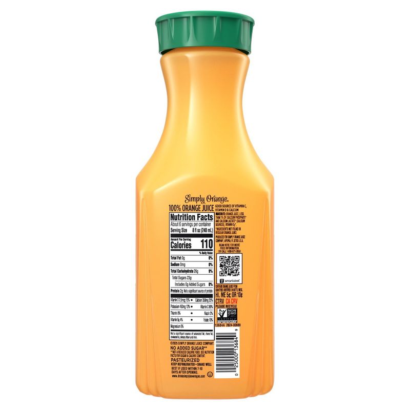 Simply No Added Sugar Medium Pulp Orange Juice, 46 fl oz