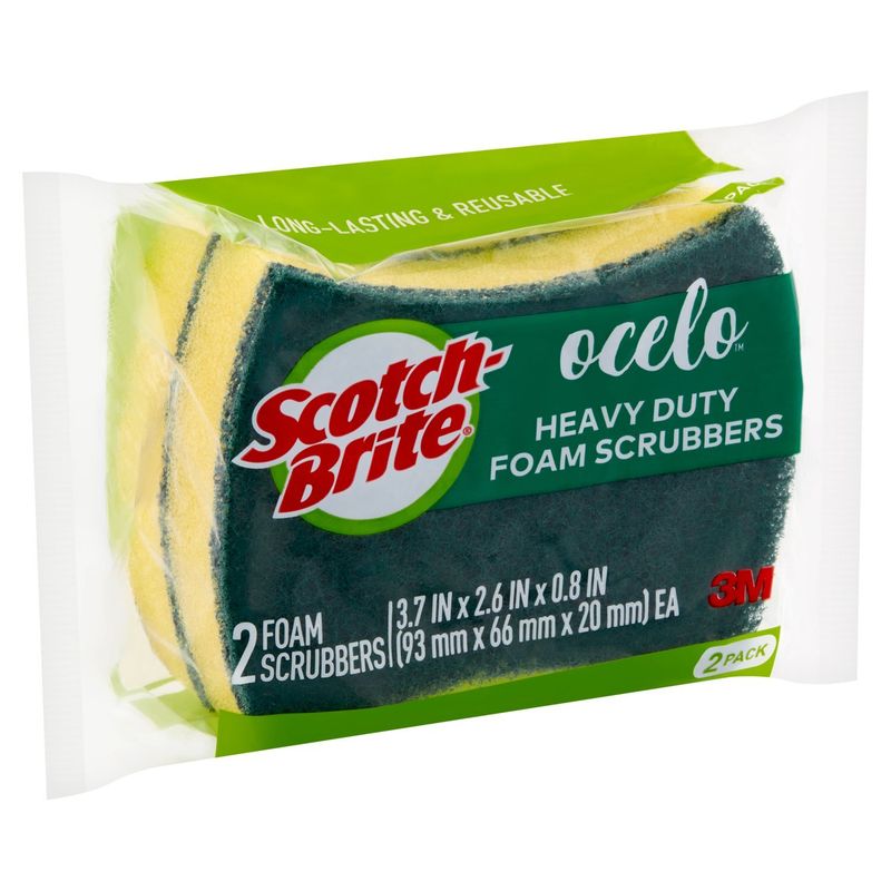 Scotch-Brite® ocelo™ Heavy Duty Foam Scrubber, 2/Pack