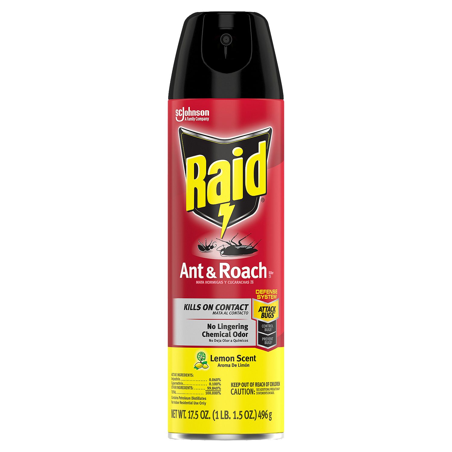 Raid Lemon Scent Ant &amp; Roach Killer 26 Spray, 17.5 oz